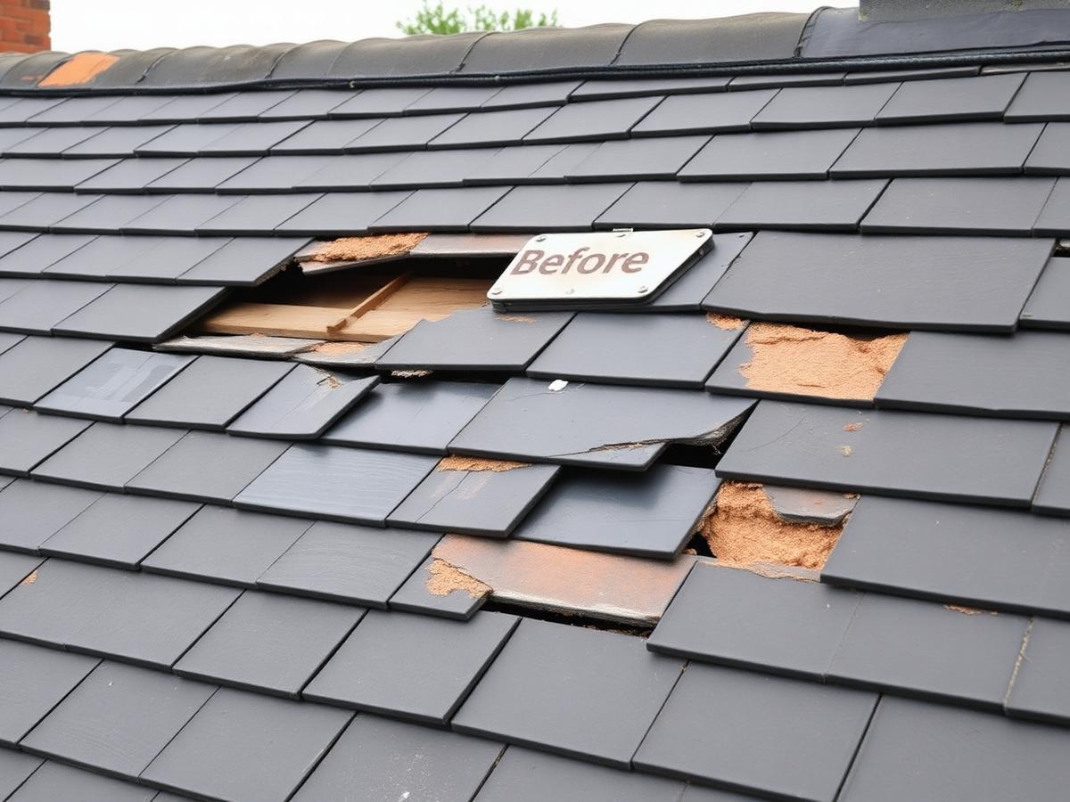 Before: Storm-damaged ridge — full re-bed