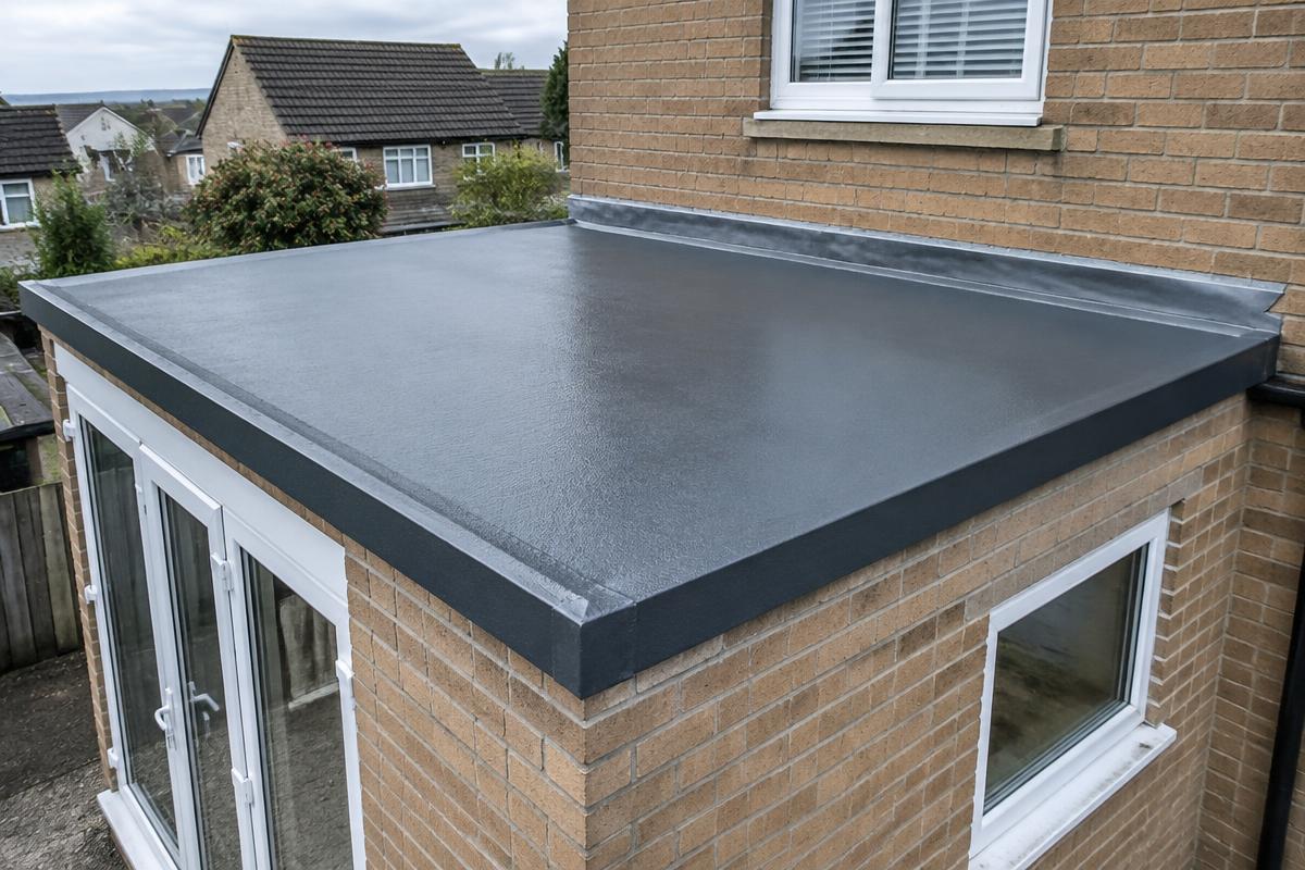 Completed flat roof on a home extension